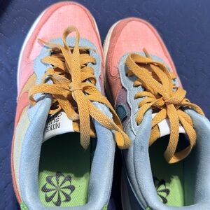 Nike Kids Sneakers - Pink, Light Blue, and Yellow